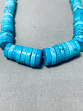 Native American Stunning Vintage Santo Domingo Graduating Turquoise Sterling Silver Necklace-Nativo Arts