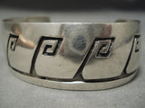 Longer Waving Vintage Native American Navajo Sterling Silver Hand Tooled Bracelet Old-Nativo Arts