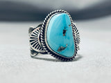 Important Vintage Native American Navajo Kingman Turquoise Sterling Silver Ring-Nativo Arts