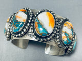 Unique Stone Native American Sterling Silver Heavy Bracelet-Nativo Arts