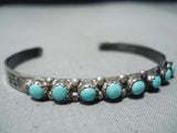 Native American Early Vintage Zuni Blue Gem Turquoise Sterling Silver Bracelet-Nativo Arts