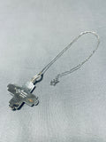 Native American Rare Vintage Rob Yellowhorse Sterling Silver Zia Necklace-Nativo Arts