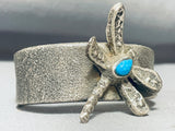 Heavy 87 Gram Vintage Native American Navajo Turquoise Sterling Silver Dragonfly Bracelet-Nativo Arts