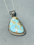 Pretty Vintage Native American Navajo #8 Turquoise Mine Sterling Silver Necklace Signed-Nativo Arts