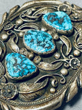 Will Singer Vintage Native American Navajo Sleeping Beauty Turquoise Sterling Silver Buckle-Nativo Arts