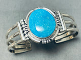 Native American Willy Padilla Bright Blue Turquoise Sterling Silver Bracelet-Nativo Arts