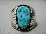 Important Vintage Native American Navajo Benny Touchine Turquoise Sterling Silver Ring Old-Nativo Arts