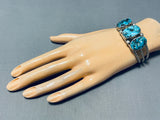Rugged Nugget Vintage Native American Navajo Morenci Turquoise Sterling Silver Bracelet-Nativo Arts