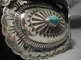 Huge And Heavy! Vintage Native American Navajo Hand Tooled Sterling Silver Turquoise Concho Belt-Nativo Arts
