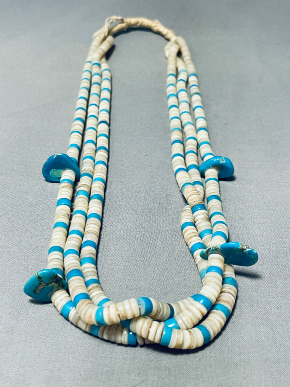 Native American One Of The Best Older Vintage Santo Domingo Turquoise Shell Necklace-Nativo Arts