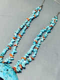 Native American Dramatic Vintage Santo Domingo Turquoise & Shell Sterling Silver Necklace-Nativo Arts
