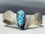 Extrremely Rare Mine Turquoise Vintage Native American Navajo Sterling Silver Bracelet-Nativo Arts