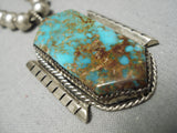 Opulent Vintage Native American Navajo Royston Turquoise Sterling Silver Necklace Old-Nativo Arts