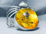 Scorpion Amber Native American Sterling Silver Spider Bracelet-Nativo Arts