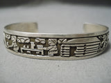 Wonderful Vintage Navajo Story Sterling Silver Native American Bracelet-Nativo Arts
