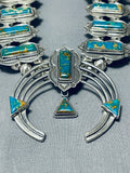 Square & Triangle Vintage Native American Navajo Sterling Silver Squash Blossom Necklace-Nativo Arts