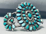 Museum Quality Early Vintage Native American Navajo Turquoise Sterling Silver Cluster Bracelet-Nativo Arts