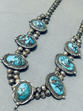 One Of Best Ever Vintage Native American Navajo Domed Bisbee Turquoise Sterling Silver Necklace-Nativo Arts