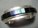 Quality Vintage Native American Navajo Turquoise Lapis Sterling Silver Bracelet Cuff-Nativo Arts