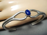 Elegant Vintage Navajo Native American Lapis Sterling Silver Bracelet Old-Nativo Arts