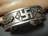 Heavy Whirling Logs Snake Vintage Native American Navajo Sterling Silver Bracelet-Nativo Arts