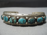 Astounding Vintage Native American Navajo Spiderweb Turquoise Sterling Silver Bracelet Old-Nativo Arts