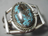 Omg!! Vintage Native American Navajo Huge Smokey Bisbee Turquoise Sterling Silver Bracelet-Nativo Arts