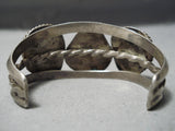 Small Wrist Vintage Native American Navajo Turquoise Sterling Silver Bracelet Old-Nativo Arts