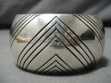 Striking Vintage Navajo Elm Kee Zig Zag Sterling Silver Native American Bracelet-Nativo Arts
