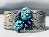 Opulent Vintage Spider Native American Navajo Turquoise Sterling Silver Bracelet-Nativo Arts