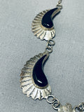 Fabulous Vintage Native American Navajo Black Onyx Sterling Silver Necklace-Nativo Arts