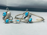 Beautiful Vintage Native American Navajo Turquoise Sterling Silve Rleaf Slave Bracelet-Nativo Arts