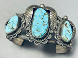 Optimum Vintage Native American Navajo #8 Turquoise Sterling Silver Leaf Bracelet Cuff-Nativo Arts