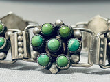Native American Link Cerrillos Turquoise Vintage Navajo Sterling Silver Chain Bracelet-Nativo Arts
