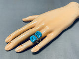 Chunky Double Turquoise Vintage Native American Navajo Sterling Silver Ring Old-Nativo Arts