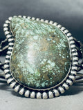 Mind Boggling Vintage Native American Navajo Green Spiderweb Turquoise Sterling Silver Bracelet-Nativo Arts