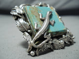 Exceptional San Felipe Native American 8 Turquoise Sterling Silver Gecko Ring-Nativo Arts