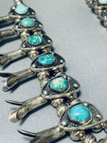 Rare Gilber Turquoise Vintage Native American Navajo Sterling Silver Squash Blossom Necklace-Nativo Arts