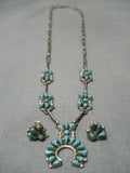 Exquisite Vintage Native American Zuni Snake Eyes Turquoise Sterling Silver Necklace-Nativo Arts