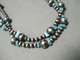 Rare Wrap Around Native American Navajo Turquoise Sterling Silver Wrap Around Bead Necklace-Nativo Arts