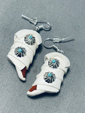 Native American Cute Sterling Silver White Leather Moccasin Earrings-Nativo Arts
