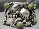 Huge Vintage Native American Navajo Royston Turquoise Repoussed Sterling Silver Bracelet-Nativo Arts