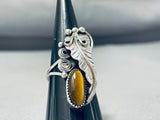 Stunning Native American Navajo Tiger Eye Sterling Silver Huge Ring-Nativo Arts