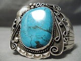 Huge Vintage Native American Navajo Blue Diamond Turquoise Sterling Silver Bracelet Old-Nativo Arts