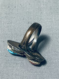 Wonderful Vintage Native American Navajo Morenci Turquoise Sterling Silver Ring Signed-Nativo Arts