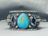 109 Gram Detailed Native American Scorpion Turquoise Sterling Silver Bracelet-Nativo Arts
