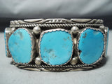 Tom Tso Vintage Native American Navajo Blue Gem Turquoise Sterling Silver Bracelet Old-Nativo Arts