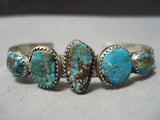 Stunning Vintage Native American Navajo Royston Turquoise Sterling Silver Bracelet Old-Nativo Arts