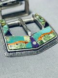 One Of The Best Ever Vintage Native American Navajo Turquoise Sterling Silver Buckle Set-Nativo Arts
