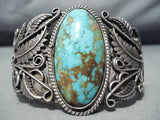 One Of Most Detailed Vintage Native American Navajo Royston Turquoise Sterling Silver Bracelet-Nativo Arts